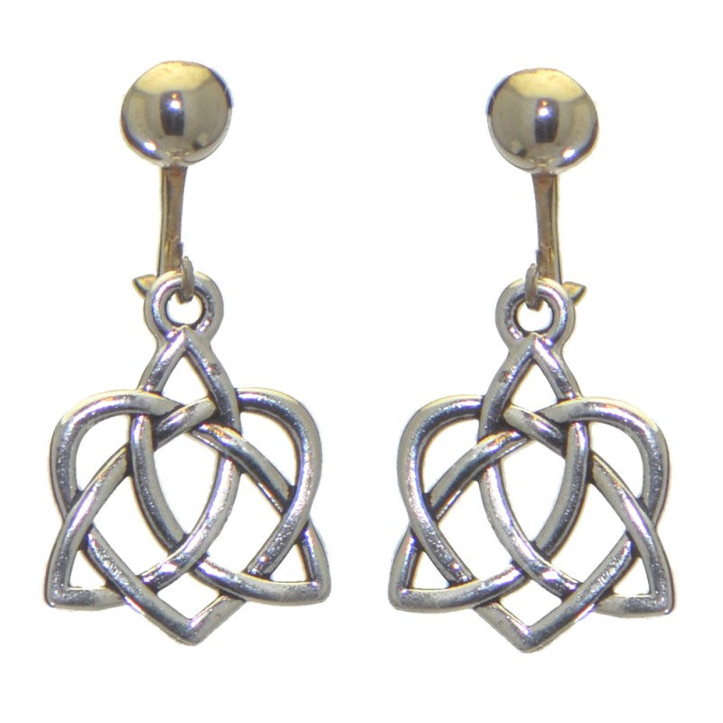 CELTIC OPEN HEART silver plated clip on earrings