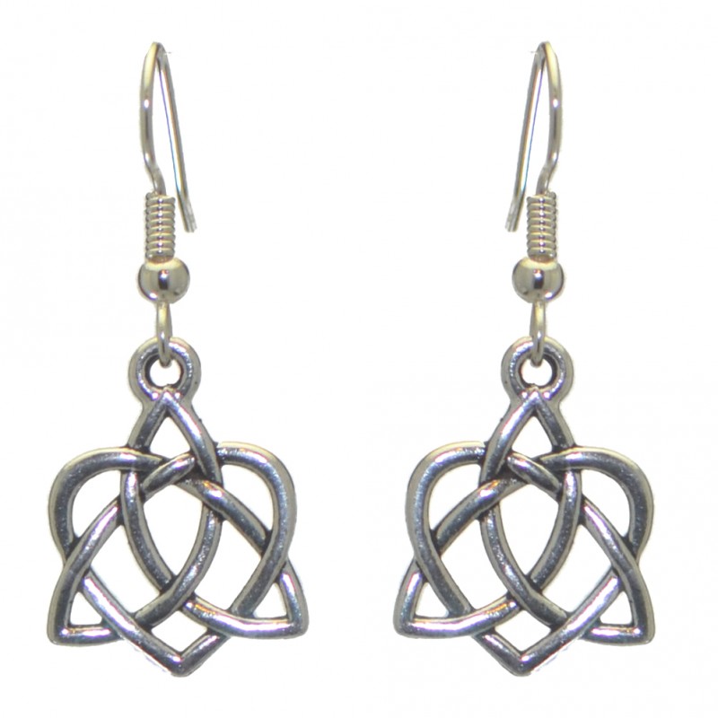 CELTIC OPEN HEART silver plated hook earrings