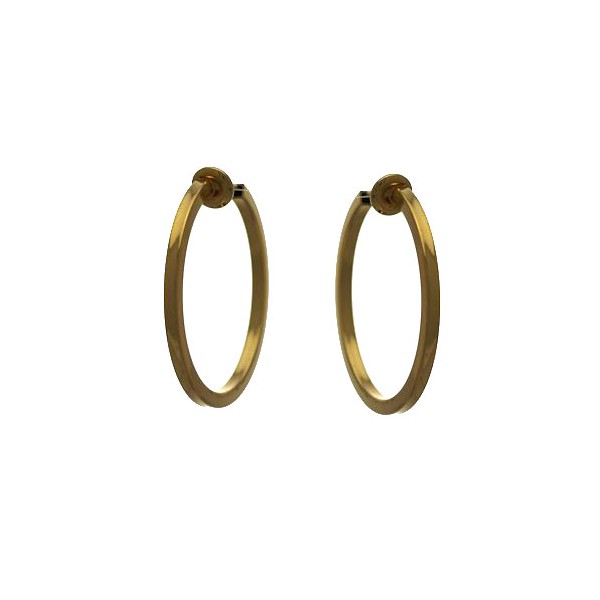 CERCEAU SQUARE 30mm Gold tone Hoop Clip On Earrings