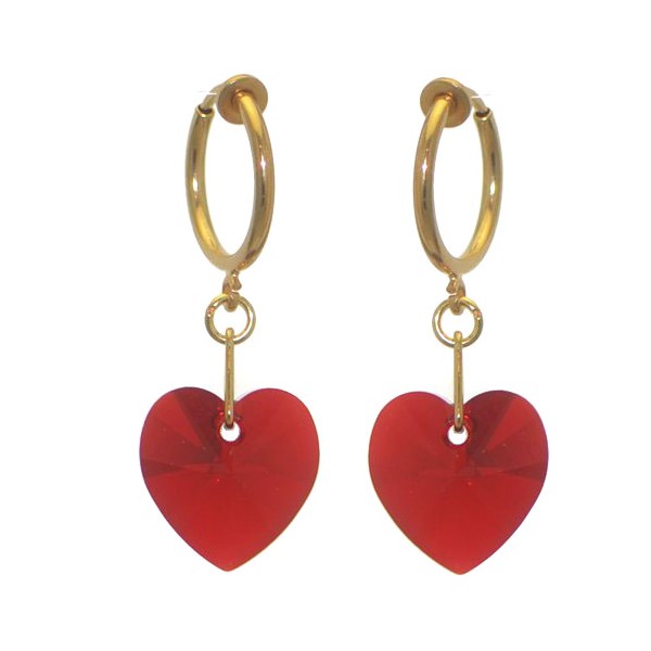 CERCEAU VALENTINE Gold Plated Siam Heart Clip On Earrings