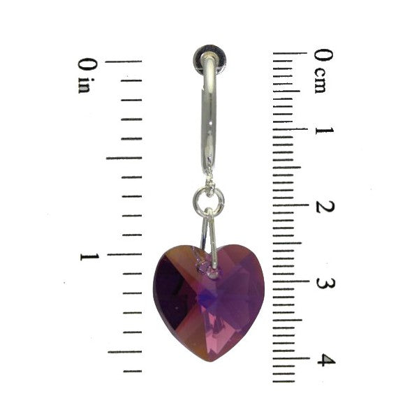 CERCEAU VALENTINE Silver Plated Amethyst AB Heart Crystal Clip On Earrings