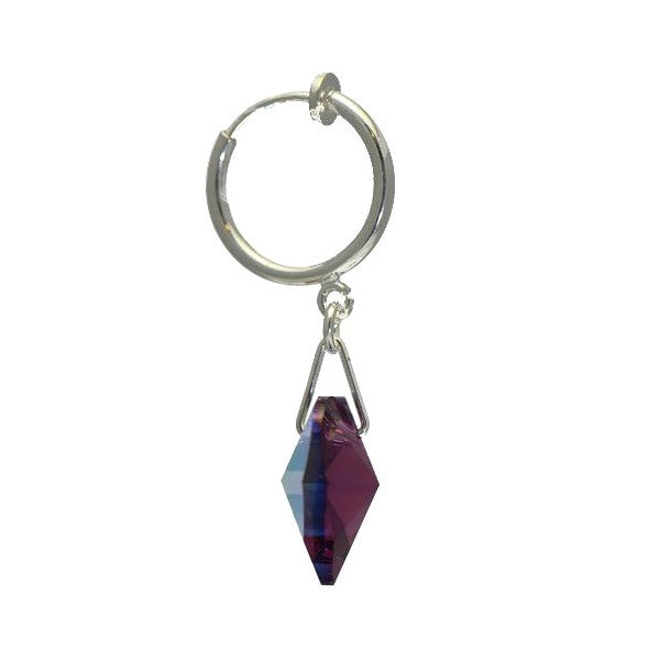 CERCEAU VALENTINE Silver Plated Amethyst AB Heart Crystal Clip On Earrings