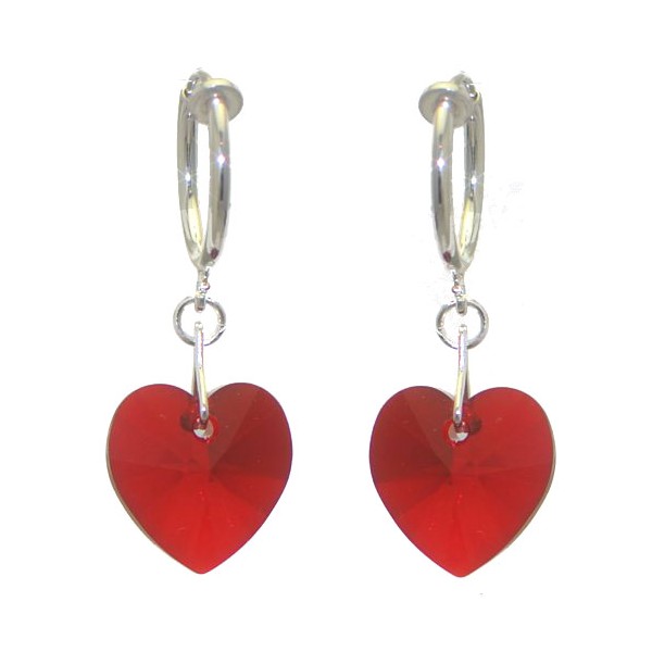 CERCEAU VALENTINE Silver Plated Siam Heart Clip On Earrings