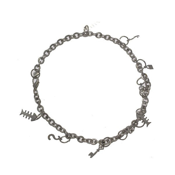 CHANDRAKALA Silver Plated Fish Hearts and Dollars Ankle Chain