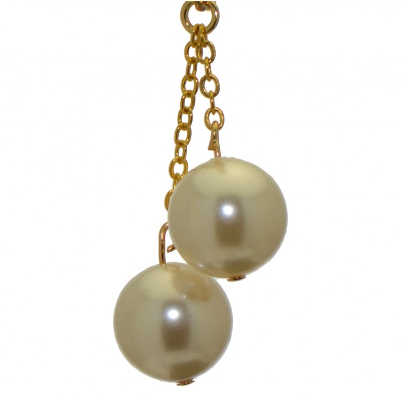 CHERRIES DUO gold plated cream faux pearl clip on earrings