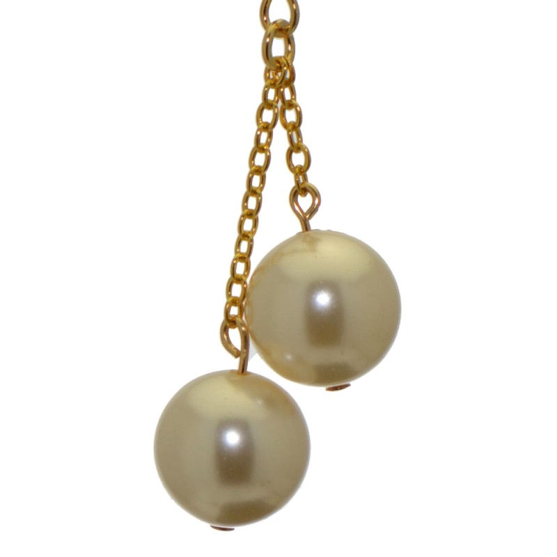 CHERRIES DUO gold plated cream faux pearl hook earrings
