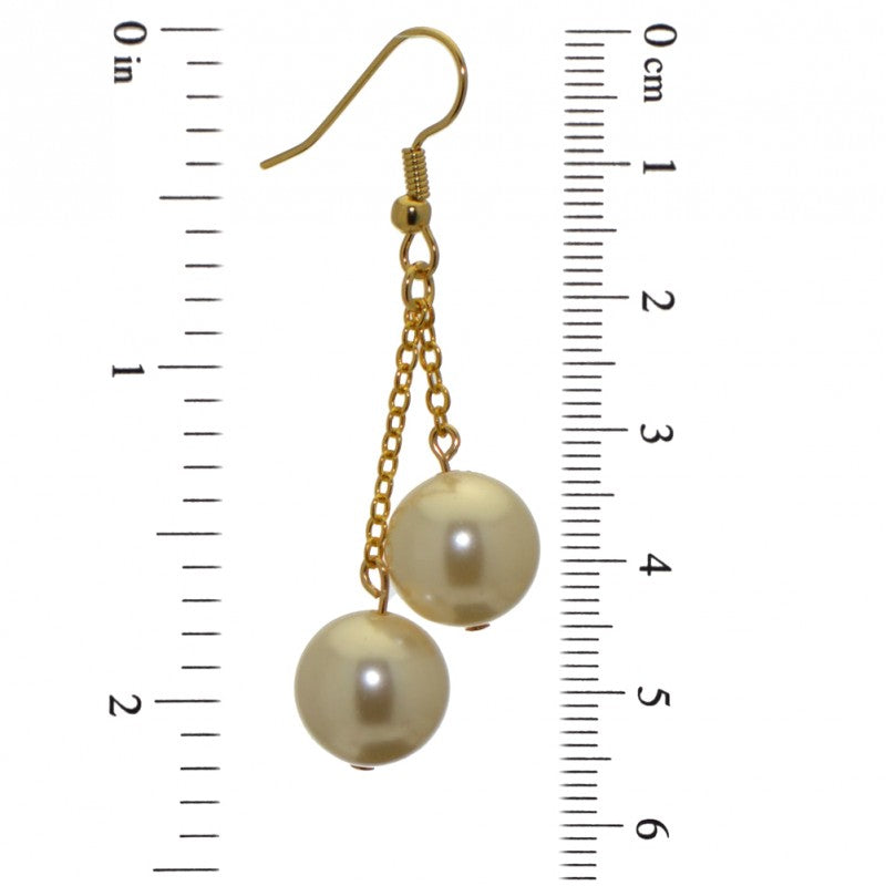 CHERRIES DUO gold plated cream faux pearl hook earrings