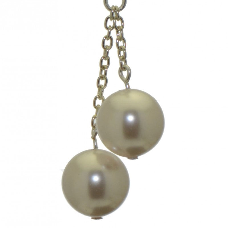 CHERRIES DUO silver plated white faux pearl clip on earrings