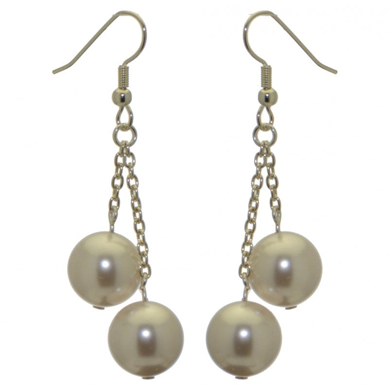 CHERRIES DUO silver plated white faux pearl hook earrings
