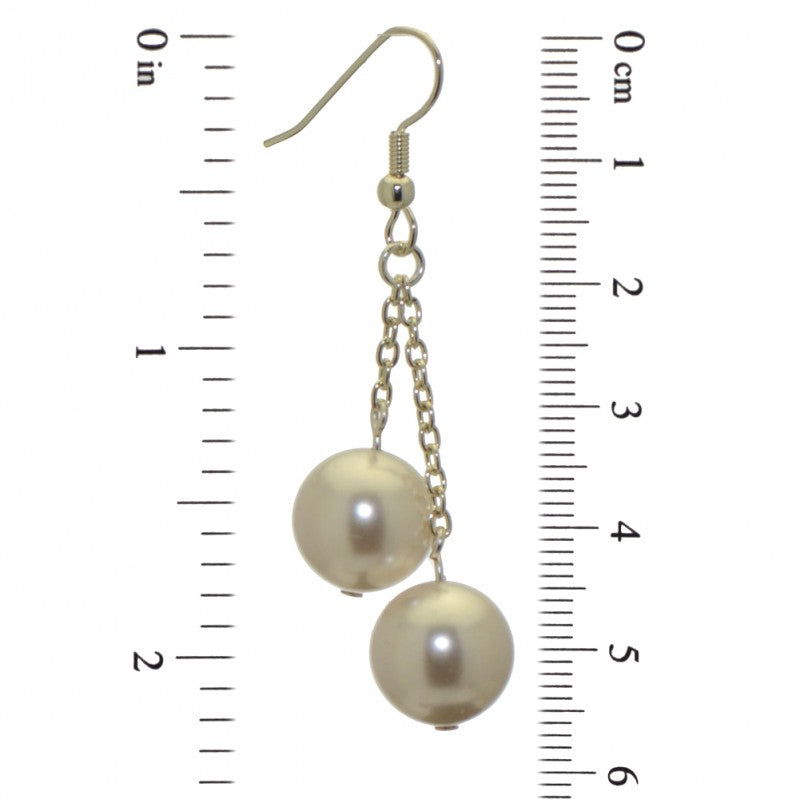 CHERRIES DUO silver plated white faux pearl hook earrings