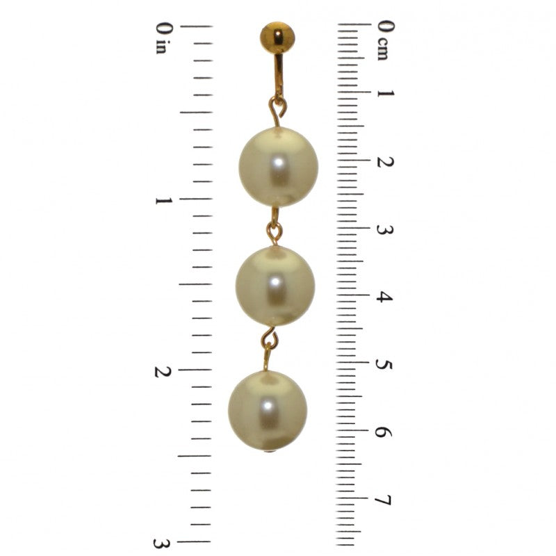 CHERRIES TRIO gold plated cream faux pearl clip on earrings