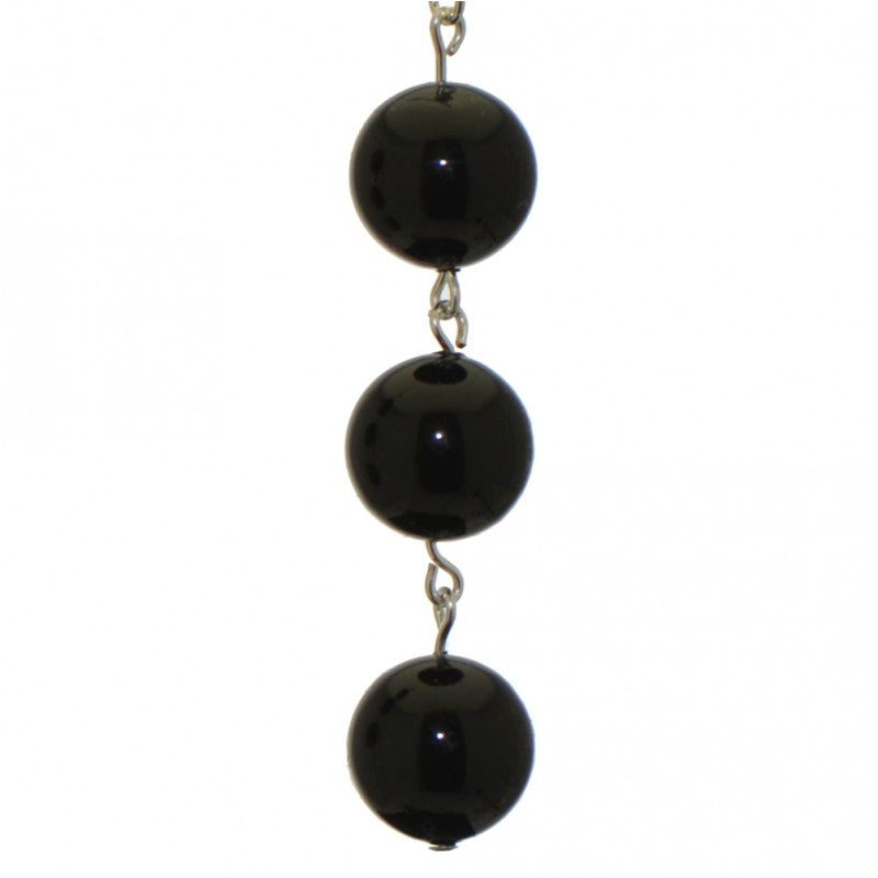 CHERRIES TRIO silver plated black faux pearl hook earrings
