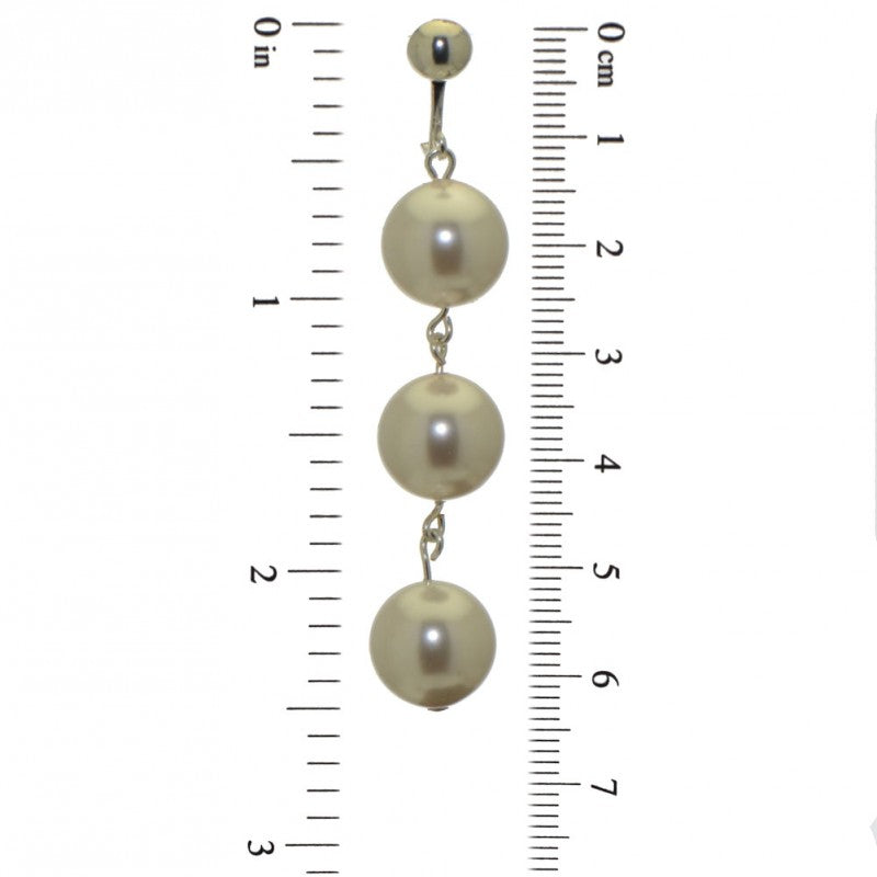 CHERRIES TRIO silver plated white fau pearl clip on earrings