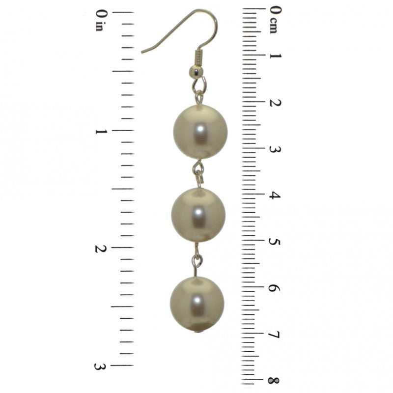 CHERRIES TRIO silver plated white fau pearl hook earrings