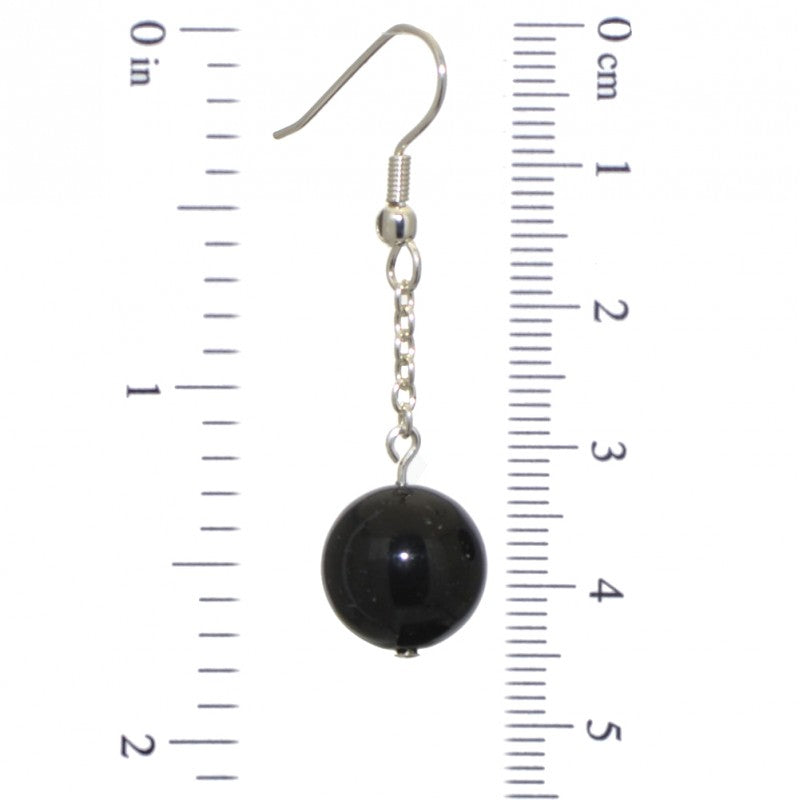 CHERRIES UNO silver plated black faux pearl hook earrings