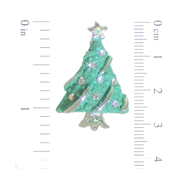 CHRISTMAS SPRUCE Silver plated Green Christmas Tree Brooch by Rodney