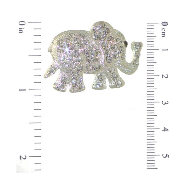 CHUNEE Silver plated Crystal Elephant Brooch