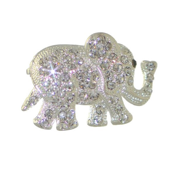 CHUNEE Silver plated Crystal Elephant Brooch