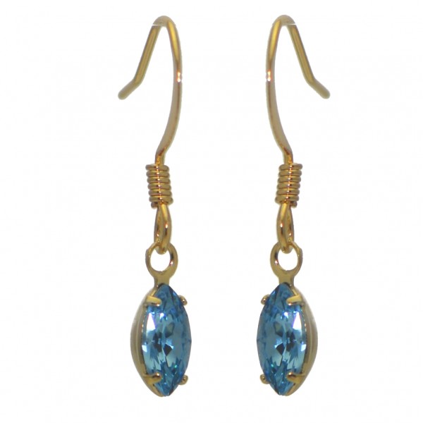 CLEMENTINE Gold Plated Aquamarine Hook Earrings