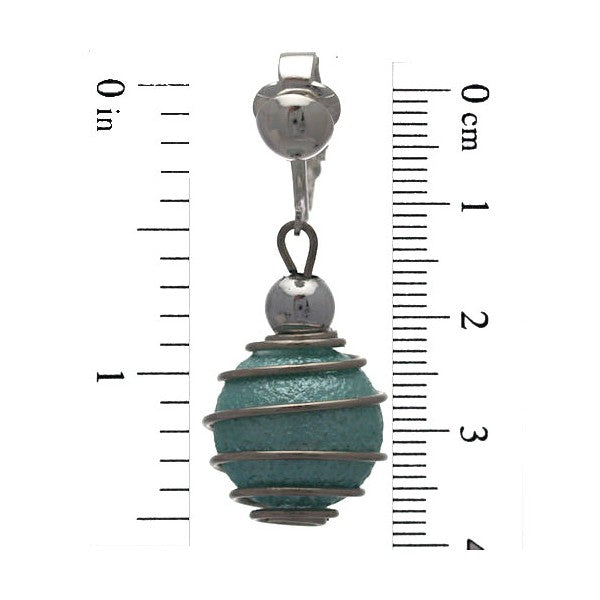CONSOLATA Silver plated Turquoise Caged Ball Clip On Earring