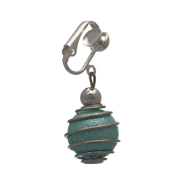 CONSOLATA Silver plated Turquoise Caged Ball Clip On Earring