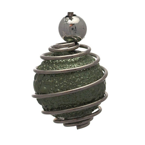 CONSOLATA Silver tone Green Caged Ball Hook Earrings