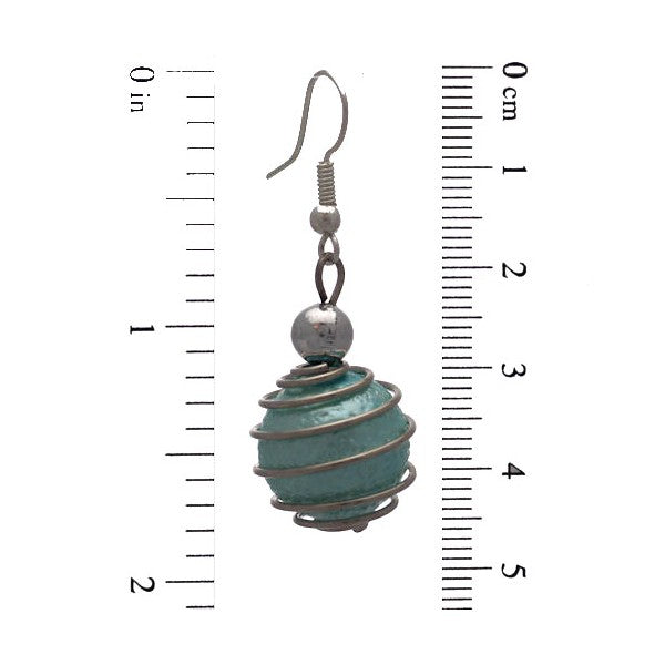 CONSOLATA Silver tone Turquoise Caged Ball Hook Earrings