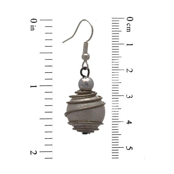 CONSOLATA Silver tone White Caged Ball Hook Earrings