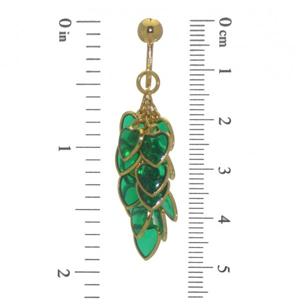 CROI ALAINN gold plated green hearts clip on earrings