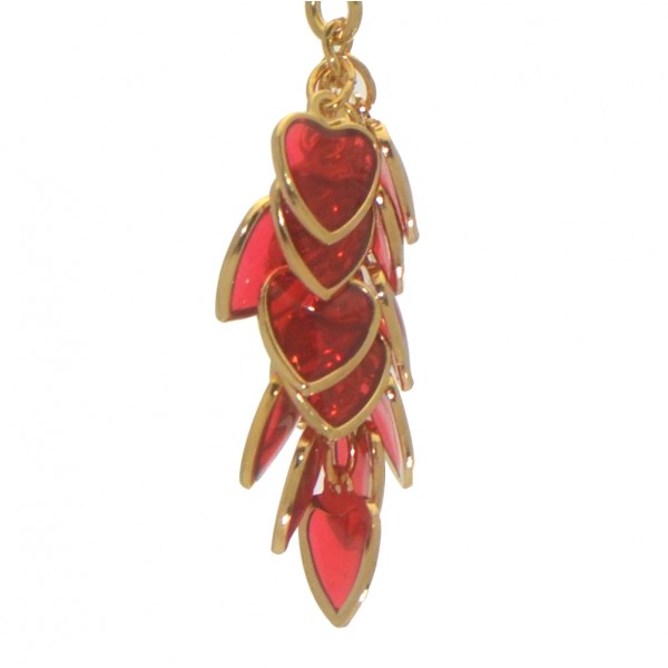 CROI ALAINN gold plated red multiple hearts hook earrings