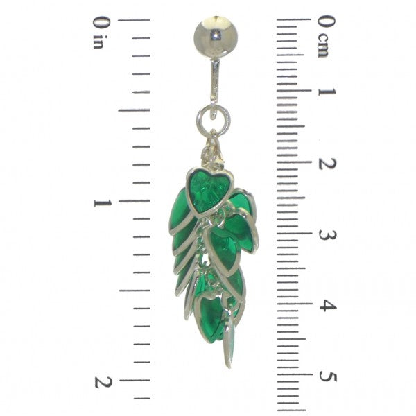 CROI ALAINN silver plated green hearts clip on earrings