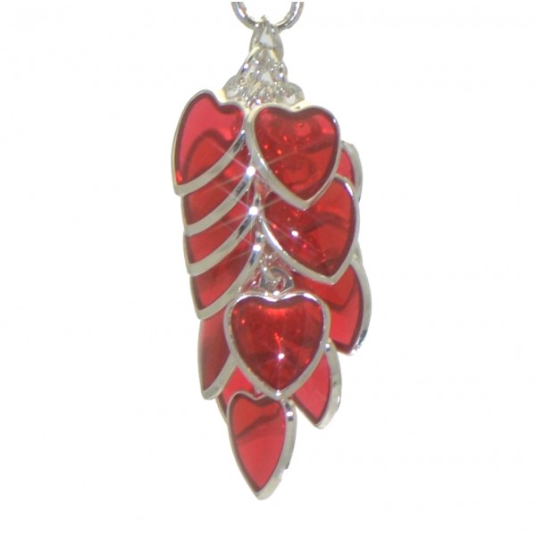 CROI ALAINN silver plated red multiple hearts hook earrings