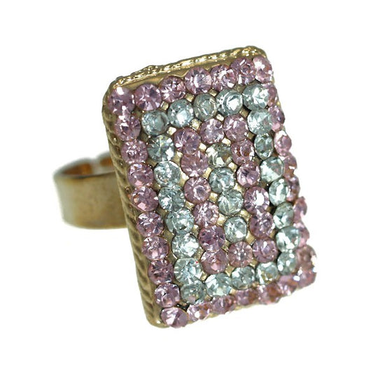 Cyndi Gold tone Pink Crystal Fashion Ring