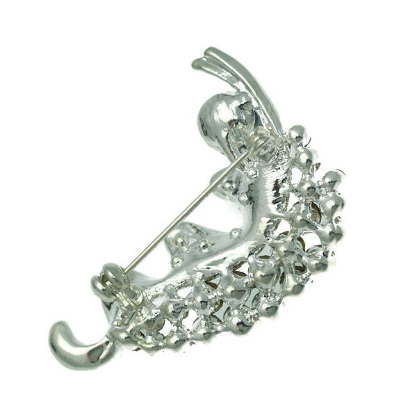 Cyrene Silver tone Hematite Grey faux Pearl Crystal Brooch