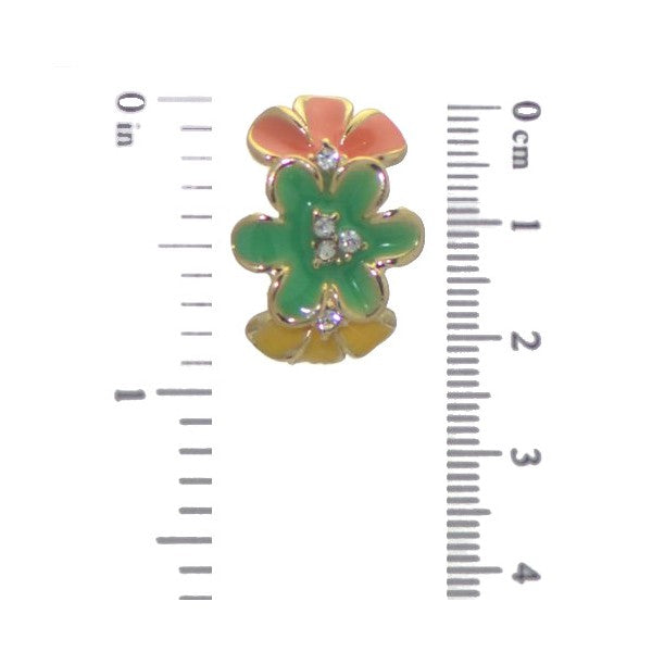 DABRIA Gold tone Orange Yellow Green Crystal Clip On Earring