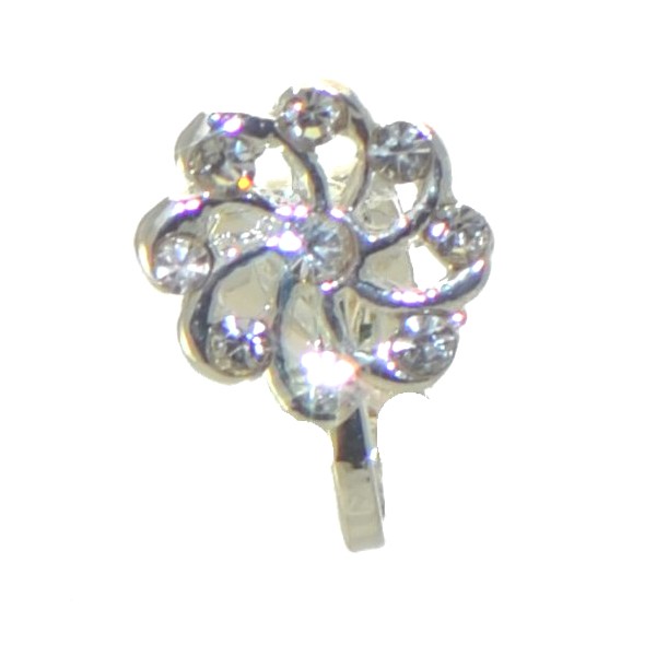 DAHNA E TORNADO Silver tone Crystal Clip On Earrings