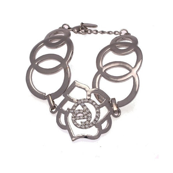 Damask Silver tone Heart Designer bracelet by Sherman Cheung