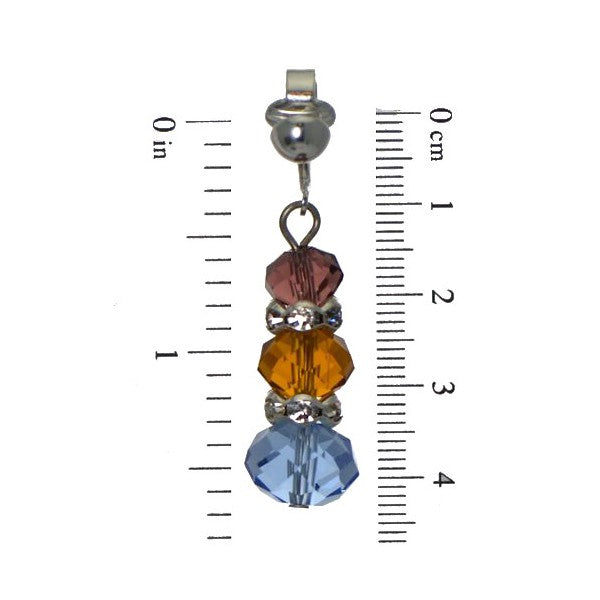 DANIA Silver plated Multi-Coloured Crystal Clip On Earrings