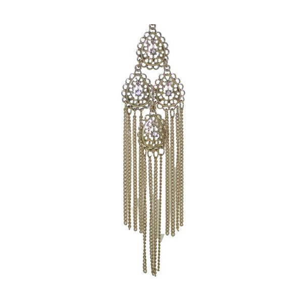 DEVAKIRI Gold tone Crystal and Chain Hook Earrings