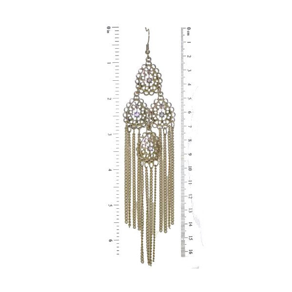 DEVAKIRI Gold tone Crystal and Chain Hook Earrings