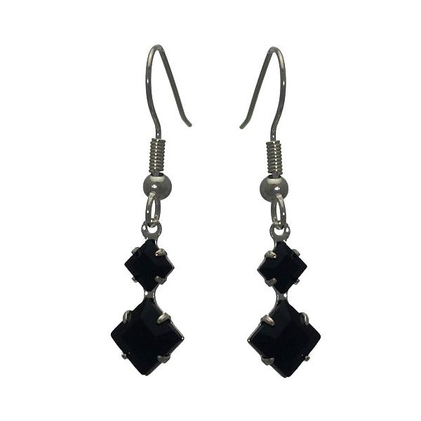 DIDO Silver Plated Double Jet Hook Earrings