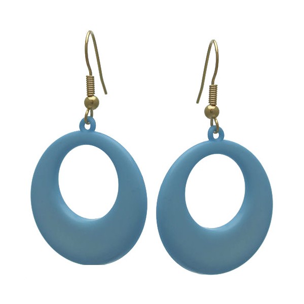 Dionyza Gold tone Baby Blue Hook Earrings