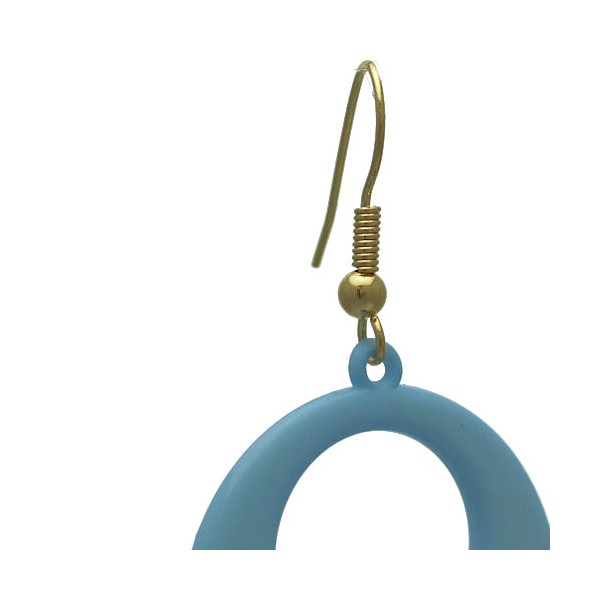 Dionyza Gold tone Baby Blue Hook Earrings