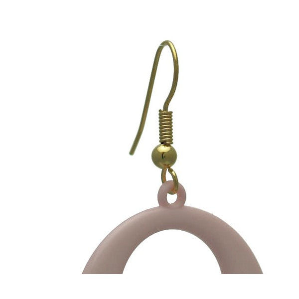 Dionyza Gold tone Baby Pink Hook Earrings