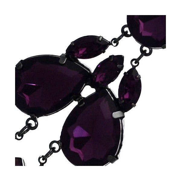 Distinctive Hematite Purple Crystal Post Drop earrings