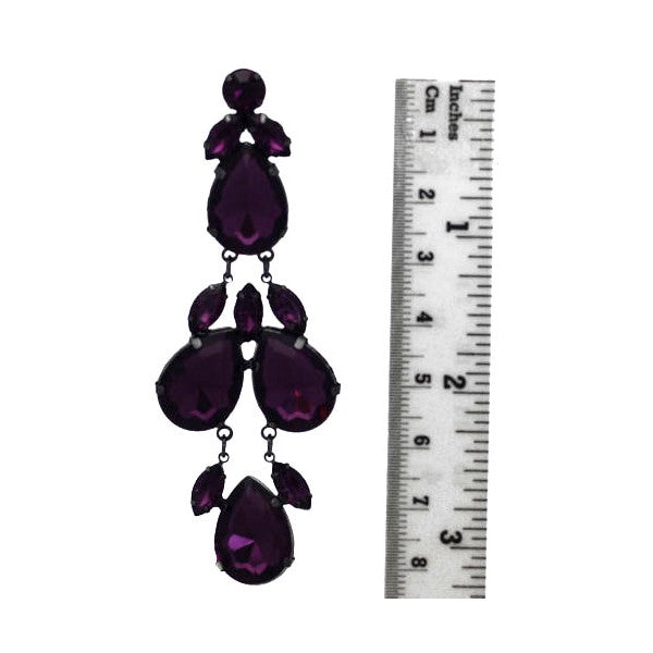 Distinctive Hematite Purple Crystal Post Drop earrings