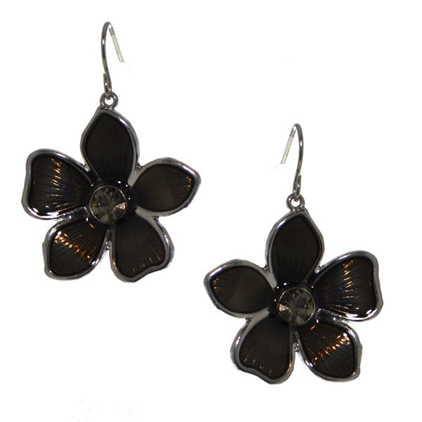 ECHO silver plated amber flower hook earrings by Rodney