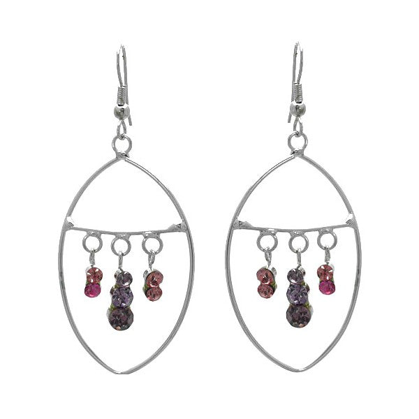 Eden Silver Pink tone Crystal Hook Earrings