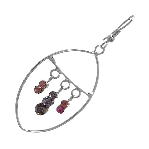 Eden Silver Pink tone Crystal Hook Earrings