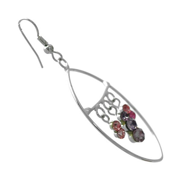 Eden Silver Pink tone Crystal Hook Earrings